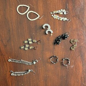 Elegant Silver and Black Earring Set Lot vintage